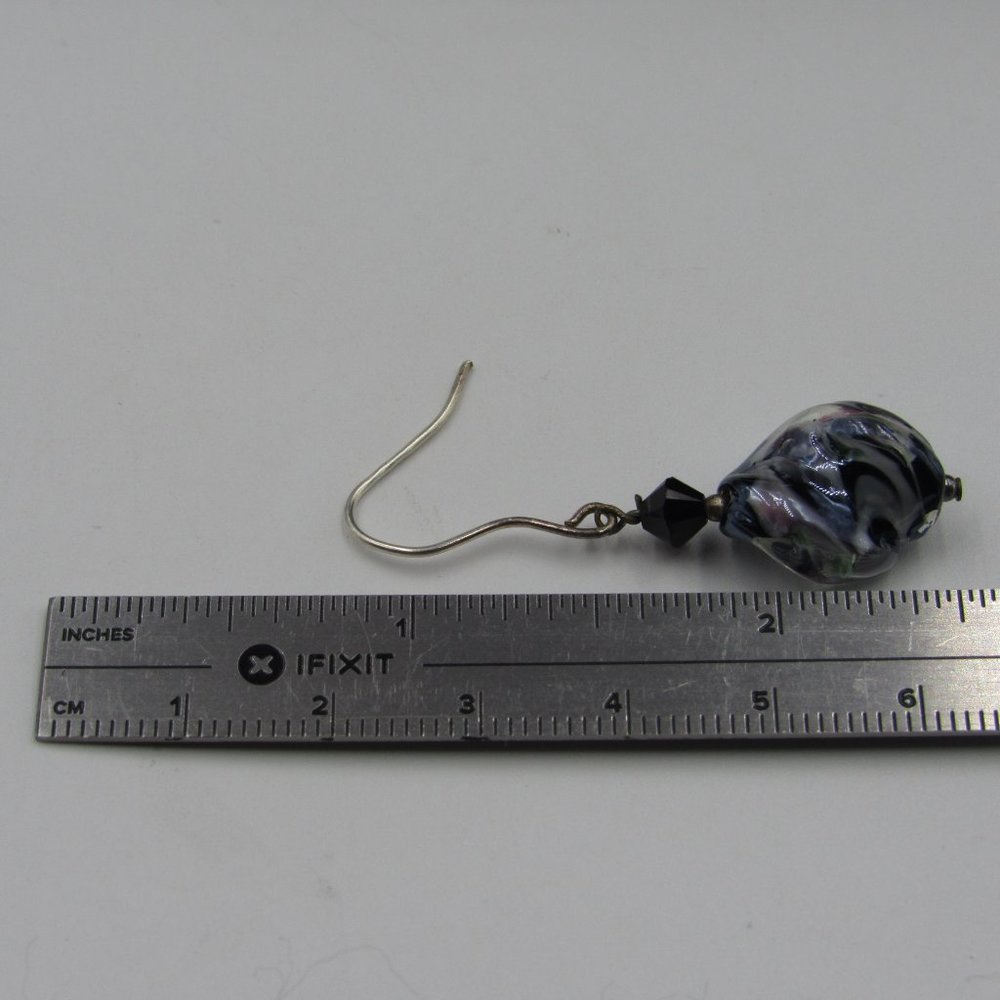 Sterling Silver Unique Glass Dangle Earrings - image 4